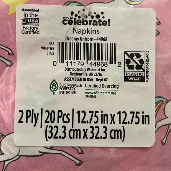 Unicorn Rainbow Party Napkins - Picture 3 of 5